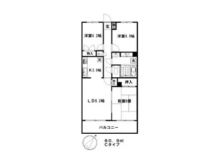 藤重弐番館(3LDK/6階)の間取り写真