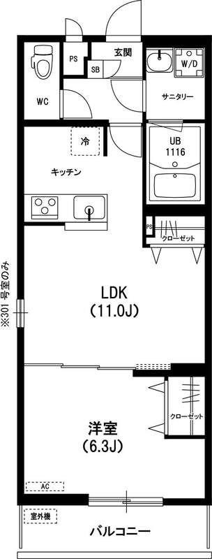 リブリ・クラージュ(1LDK/3階)の間取り写真