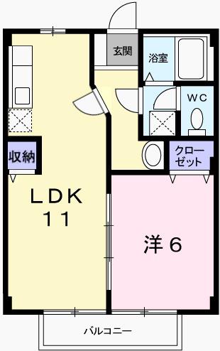 エスポワール鎌倉(1LDK/2階)の間取り写真