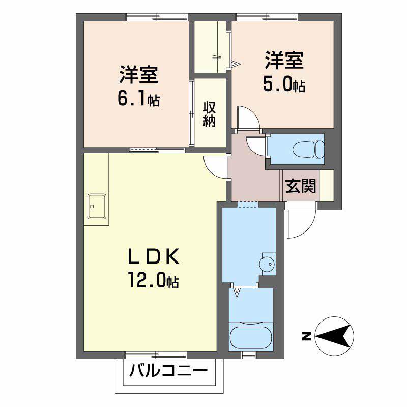 フォーレス・イン・西島(2LDK/2階)の間取り写真