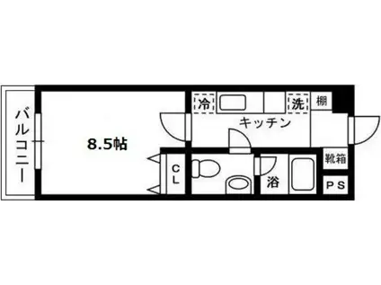 ソナーレ・W(1K/3階)の間取り写真