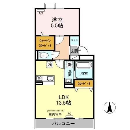 アルブル・カメリアII(1LDK/1階)の間取り写真