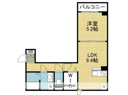 ハートウェル(1LDK/2階)の間取り写真