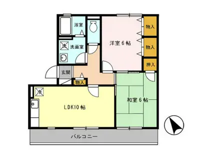 燦コーポ(2LDK/2階)の間取り写真