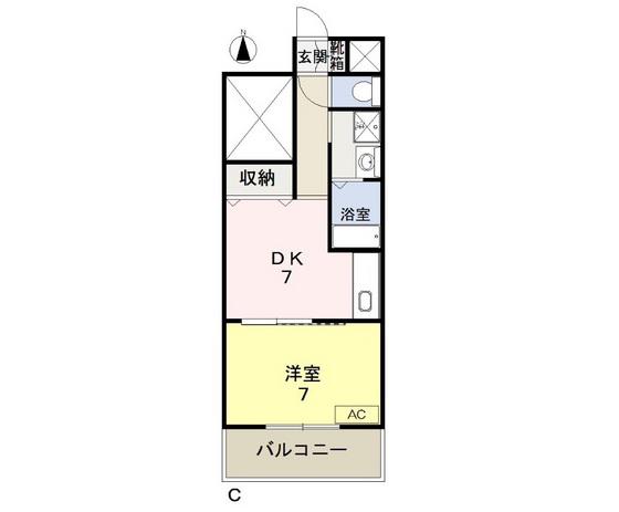COCO中島田(1DK/6階)の間取り写真