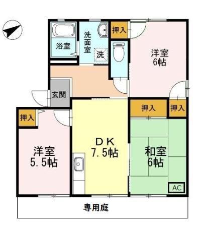 ディアス池田I(3DK/1階)の間取り写真
