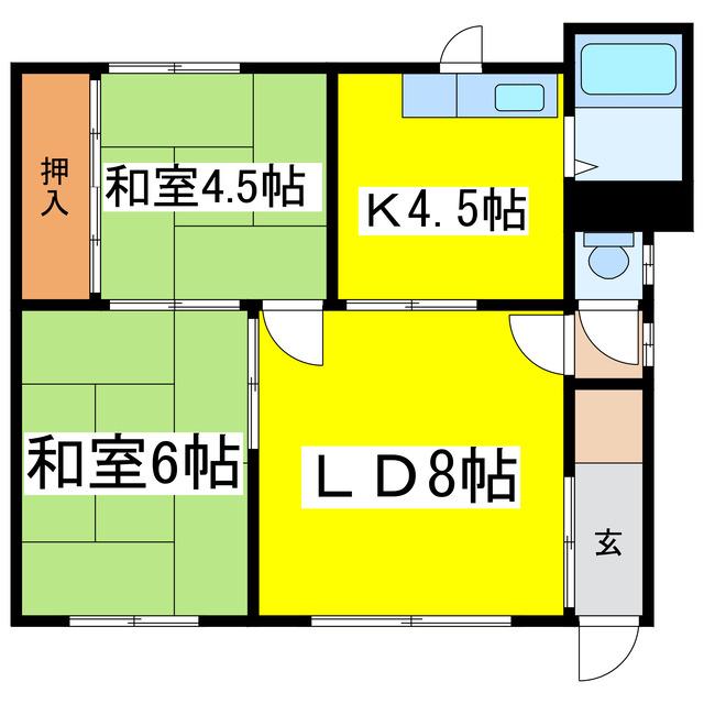 中岡マンション(2LDK/2階)の間取り写真