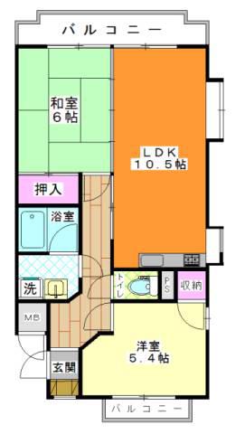 高沢第2マンション(2LDK/2階)の間取り写真