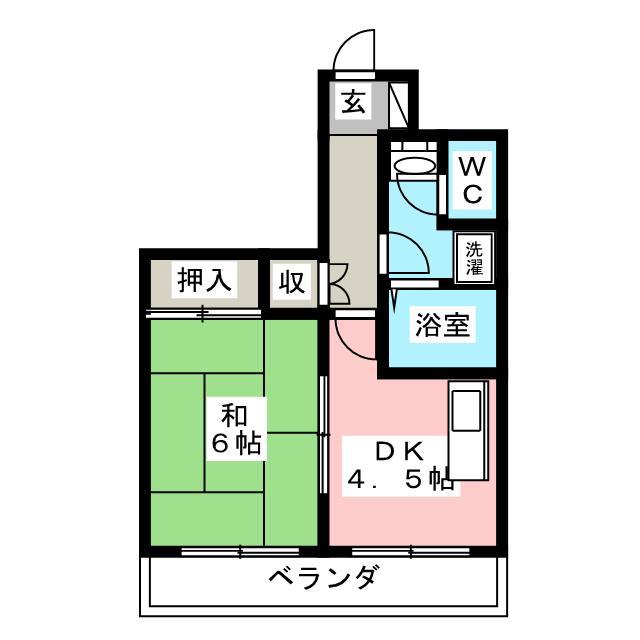 ジュネス木場(1DK/4階)の間取り写真