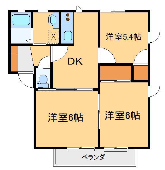 ジュネスいのE(3DK/2階)の間取り写真