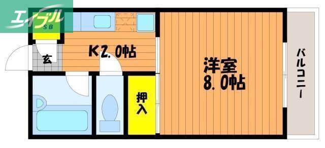 KAUL築港新町(1K/3階)の間取り写真