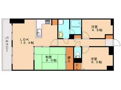 グローバル前原(3LDK/3階)の間取り写真