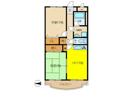 ヴィラサルーテ(2DK/1階)の間取り写真