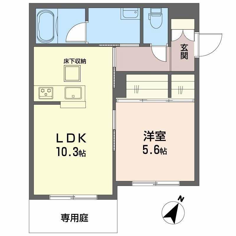シャーメゾン イーストキャッスル(1LDK/1階)の間取り写真