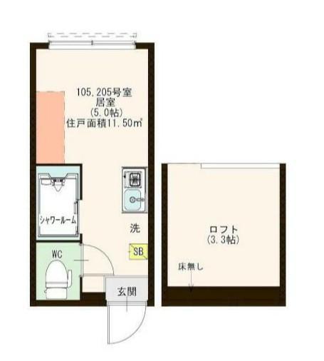 ハーモニーテラス西新小岩(ワンルーム/1階)の間取り写真