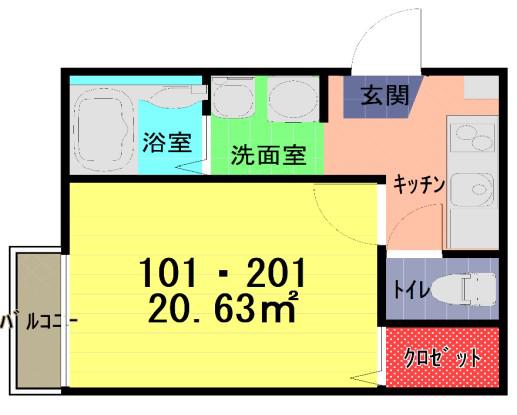 東武野田線 七里駅 徒歩11分 2階建 築3年(1K/2階)の間取り写真