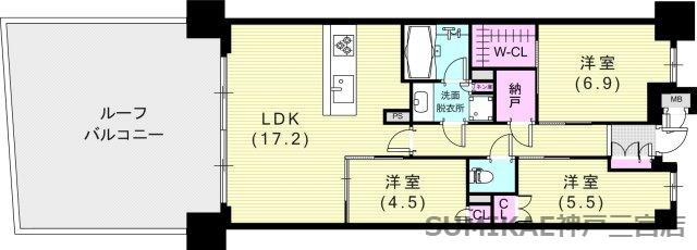 アトラス六甲(3SLDK/2階)の間取り写真