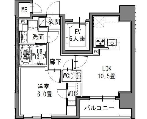 S-RESIDENCE新御徒町イースト(1LDK/4階)の間取り写真