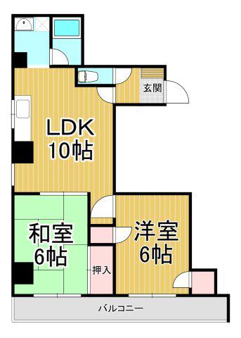 アダチイエムビル(2LDK/4階)の間取り写真