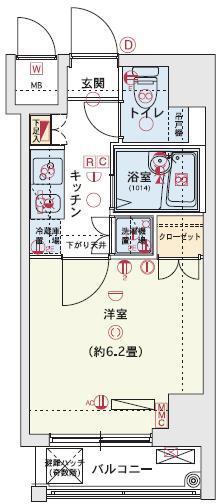 VIDA033(1K/6階)の間取り写真