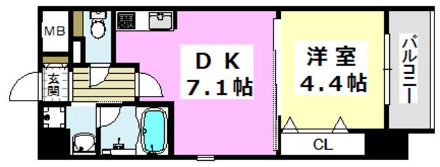 ソラージュ茨木(1DK/6階)の間取り写真