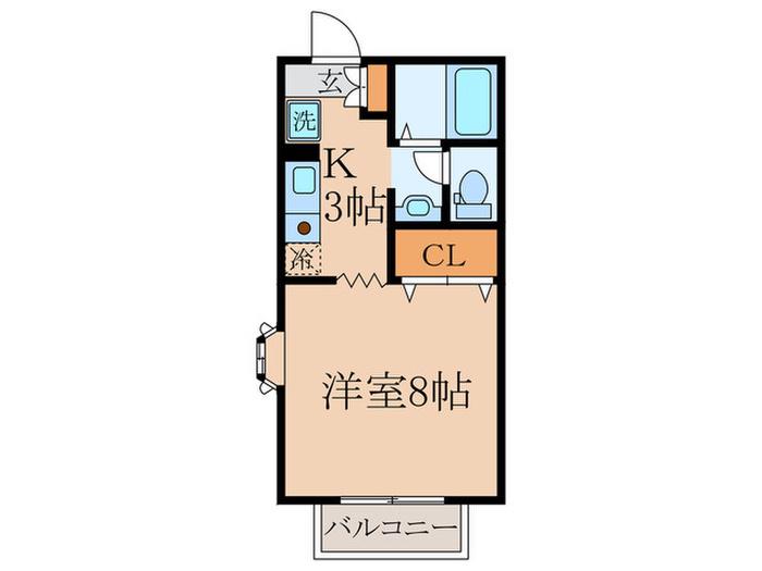 メイプルコート(1K/1階)の間取り写真