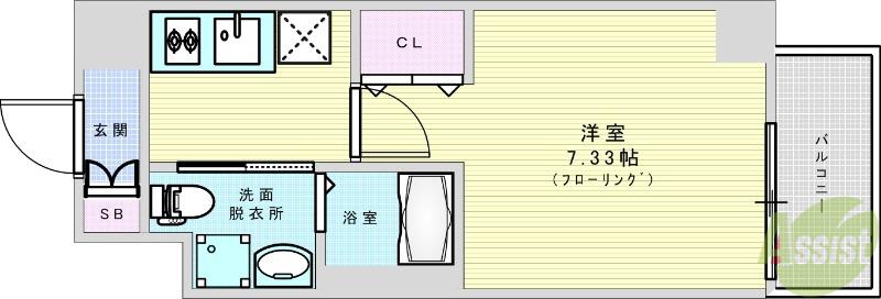 エルプレイス千里中央(1K/4階)の間取り写真