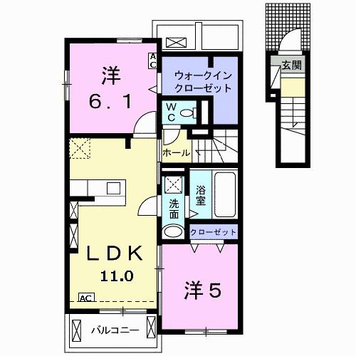 コンフォート856 II(2LDK/2階)の間取り写真