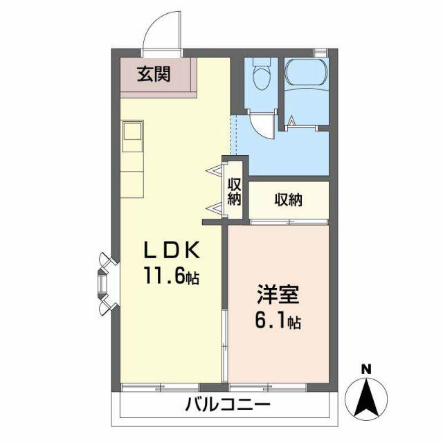 ＪＲ和歌山線 岩出駅 徒歩3分 2階建 築38年(1LDK/2階)の間取り写真