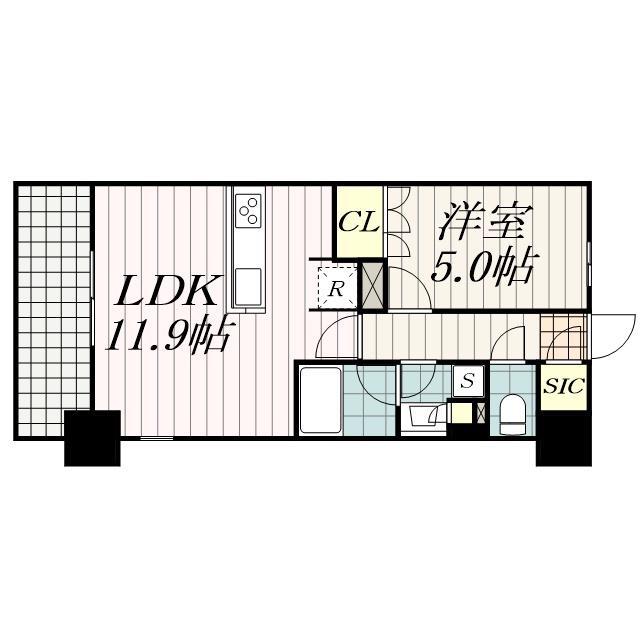 ミレーネ稲毛海岸(1LDK/7階)の間取り写真