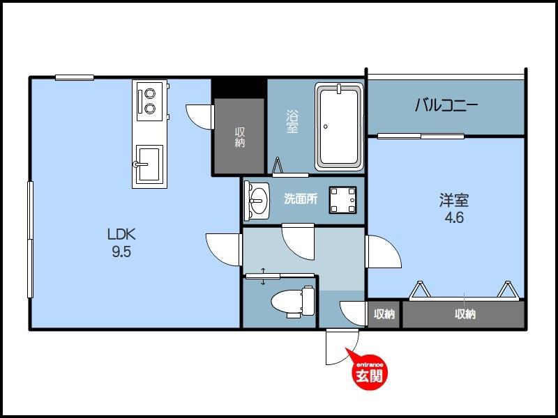 ガーデンシティ神道寺(1LDK/3階)の間取り写真