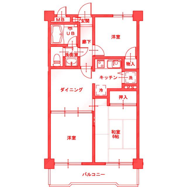 リバーサイドヤシマ(3DK/4階)の間取り写真