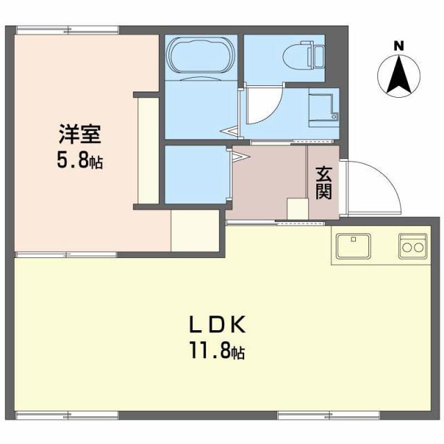 サンハイツ矢橋I(1LDK/2階)の間取り写真