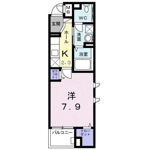 ソレイユ・イーストブリッジ(1K/5階)の間取り写真