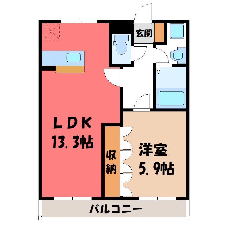 エレガンスII(1LDK/1階)の間取り写真