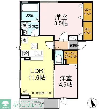 アベニール一番町(2LDK/1階)の間取り写真