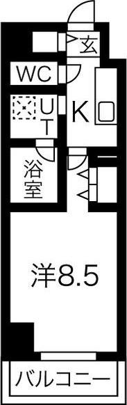 リシュドール名駅南(1K/15階)の間取り写真