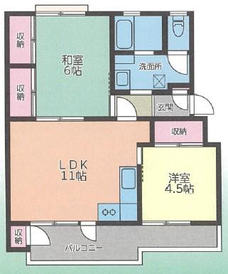 別所アパートメントC棟(2LDK/2階)の間取り写真