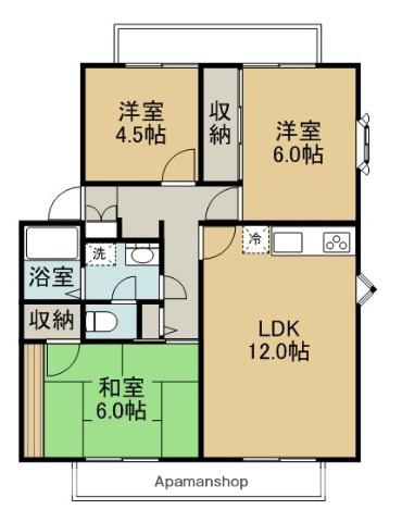 サンビレッジDOI A棟(3LDK/1階)の間取り写真