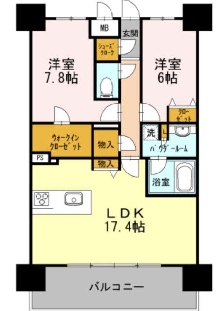 ロイヤルパークスERささしま イースト(2LDK/12階)の間取り写真