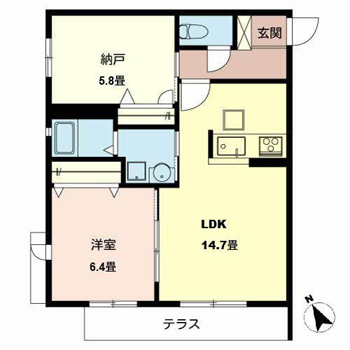 MAISONEIGHT(2LDK/1階)の間取り写真