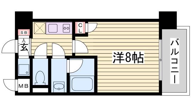 アーバングリーン兵庫ステーションフロント(1K/2階)の間取り写真
