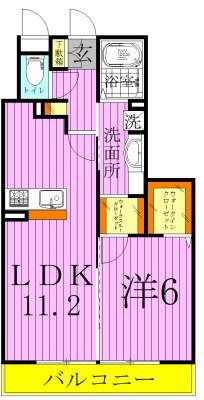 ラロシェル(1LDK/3階)の間取り写真
