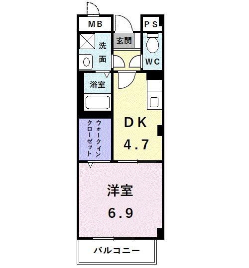 ソレアードスール(1DK/3階)の間取り写真