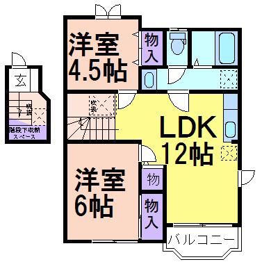 ヴィラルミエールB(2LDK/2階)の間取り写真