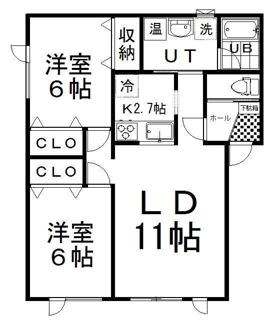 ステージア鈴蘭(2LDK/2階)の間取り写真