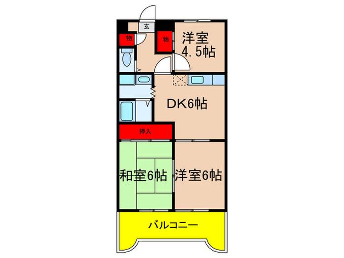 ハイツドエル(3DK/3階)の間取り写真