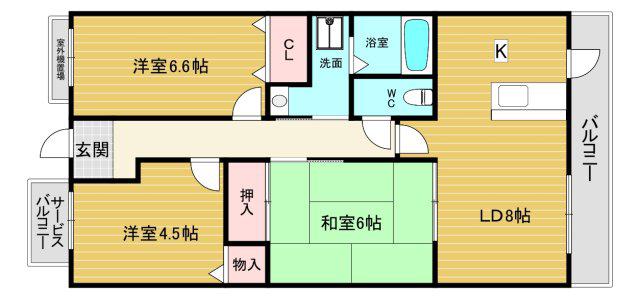 フォルテ夙川(3LDK/3階)の間取り写真