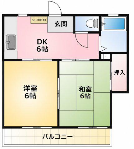 グリーンターフ鬼高(2K/2階)の間取り写真