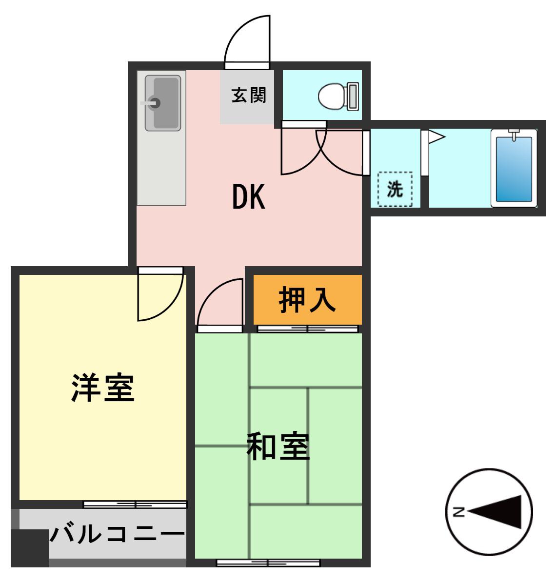 あたらしやマンション(2DK/2階)の間取り写真
